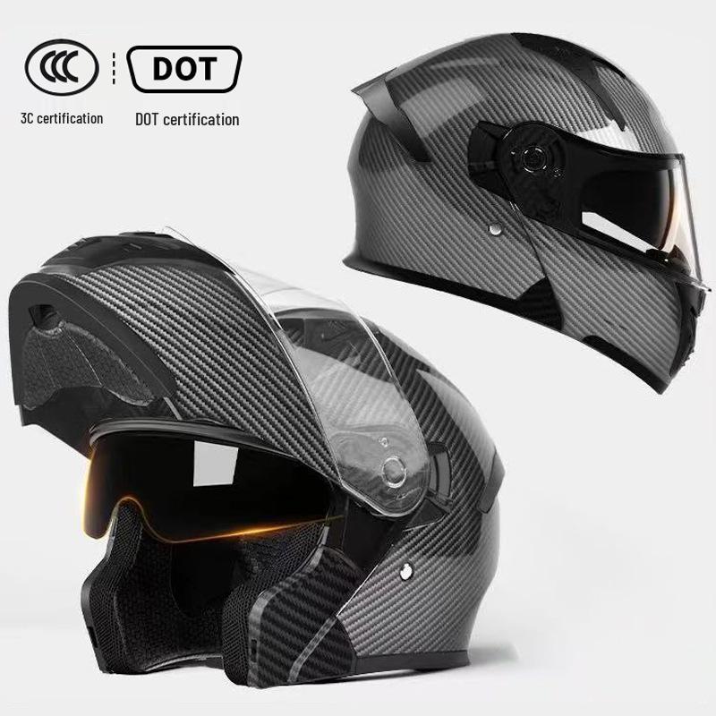 3C Certified Flip-up Motorcycle Helmet for All-Season Use, Unisex, and Universal Fit for Electric Vehicles.
