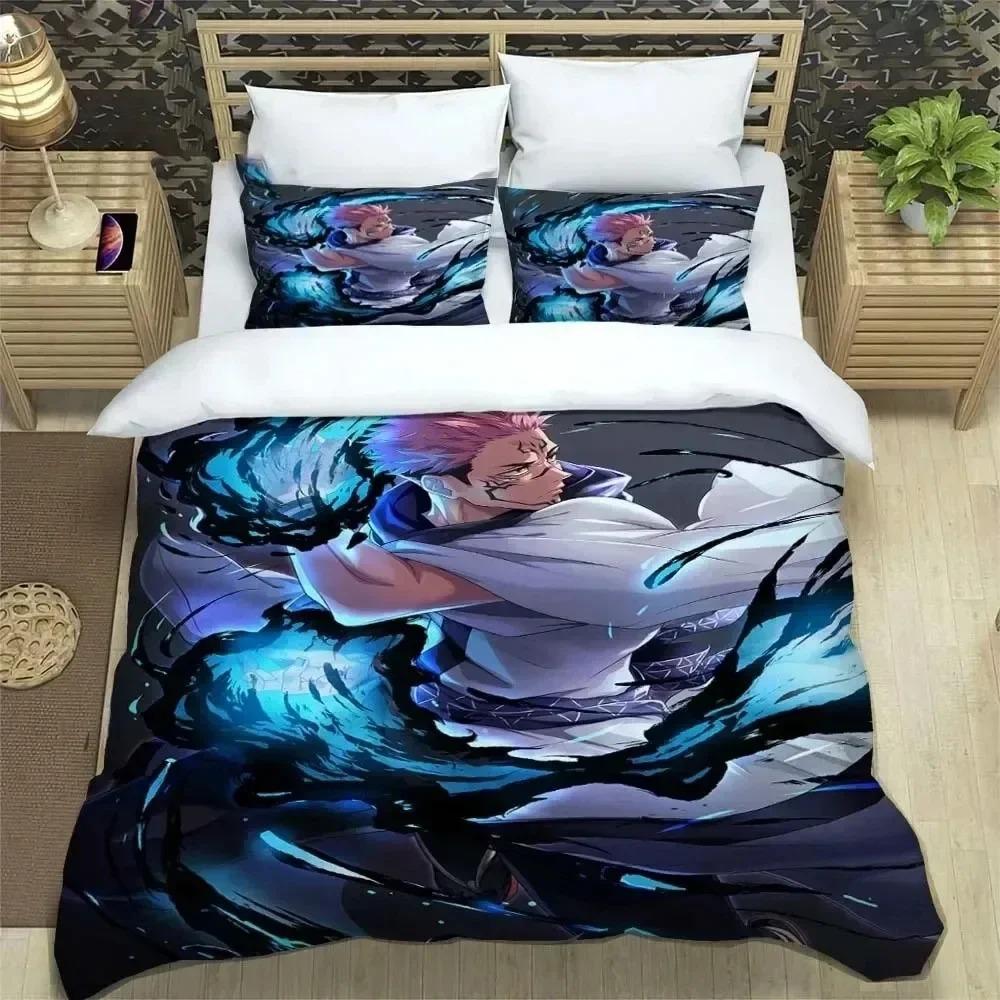 Imprimare 3D Jujutsu Kaisen Anime Set de Lenjerie de Pat Băieți Fete Twin Queen King Size Husă de Plapumă Față de Pernă Pat băieți Adult