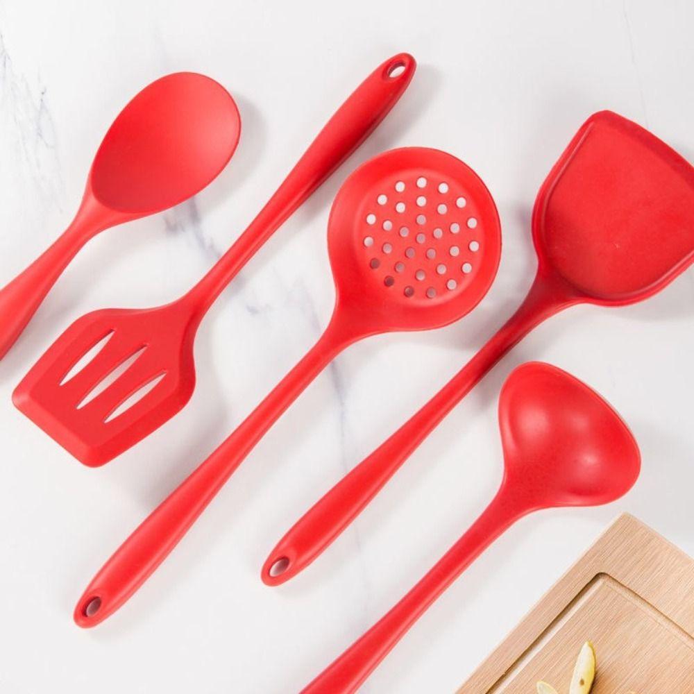 1/7PCS Silicone Non-stick Cookware Tools Red Pot Shovel High Quality Cooking Spoon  Cooking