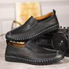 2025 Spring/Summer Plus Size Men's Handmade Non-slip Casual Loafers with Hollow Design