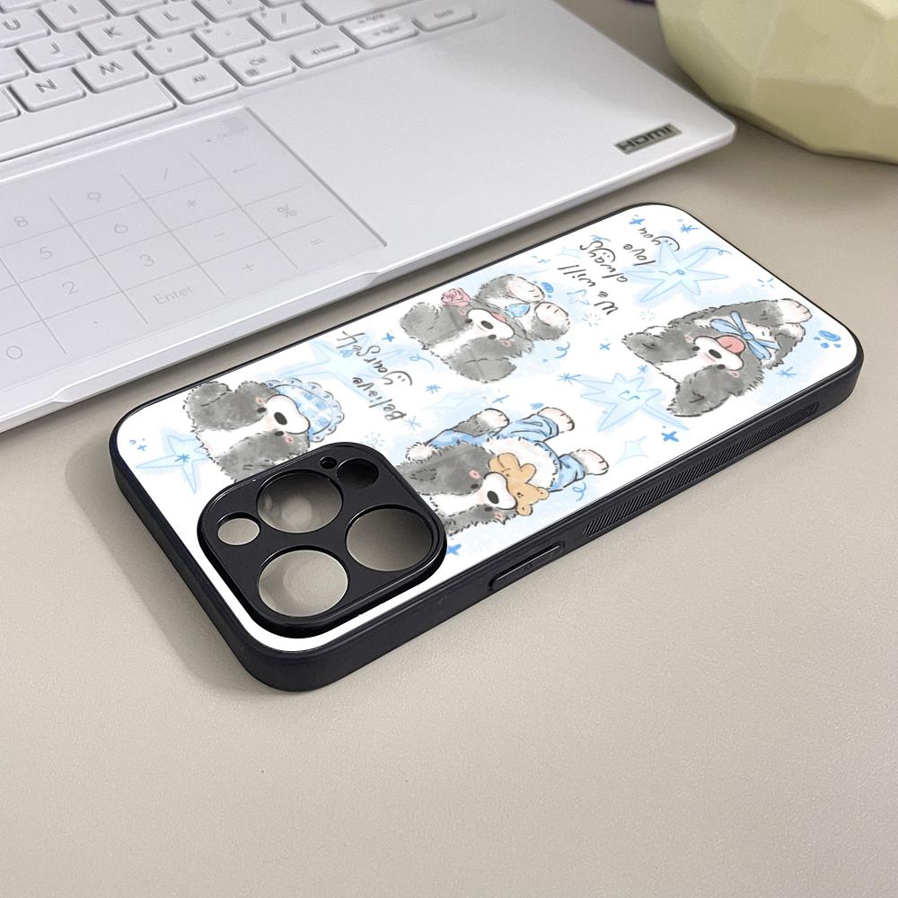 

Ins Border Collie Dog Phone Case Tempered Glass For IPhone 16 13 14 17 12 15 11 Pro Max Plus Mini XR SE2020 Coque iPhone 15 Plus