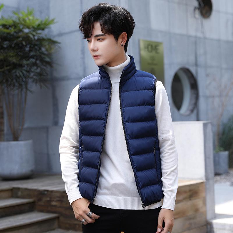 Men's Stand-up Collar Zipper Vest Jacket - Down Cotton, Plus Size, 2019.