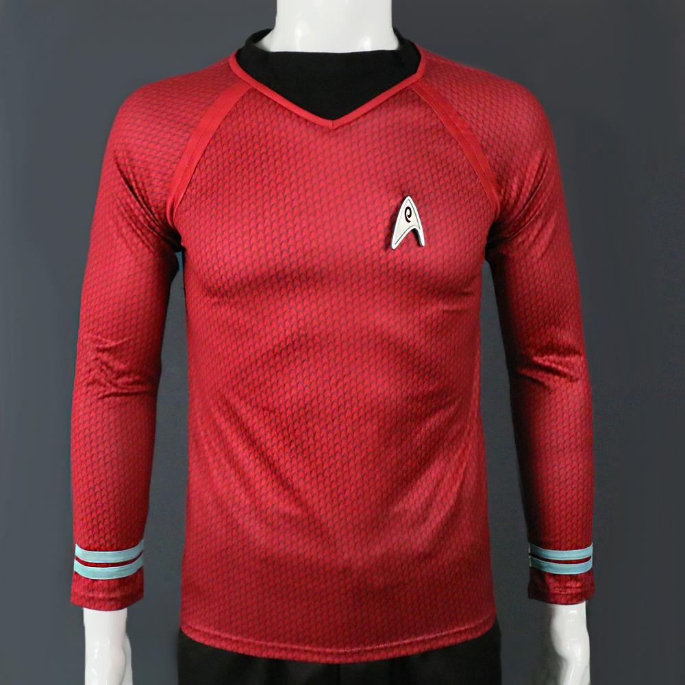 Into Darkness Captain Kirk Cosplay Tshirt Costume Tops With Badge