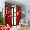 2pcs 2D Flat Printing Christmas Window Curtains Christmas Ornaments Hanging Red Background 100% Polyester Fabric Without