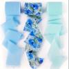 3Pcs Rolls Of Patterned Chiffon Ribbon With Frayed Edges