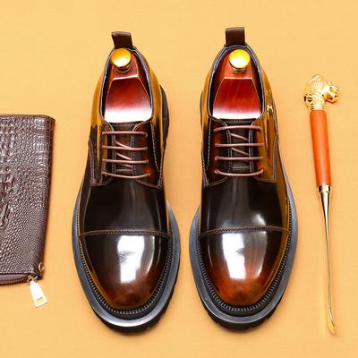 Leather Shoes Men'S Three-Joint Formal Wear Business Cowhide Inner British Glossy Platform Casual Men'S Shoes