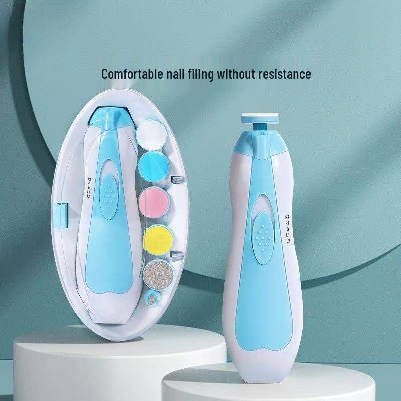 6-in-1 Multi-Head Baby Electric Nail Grinder & Anti-Pinch Clippers Set