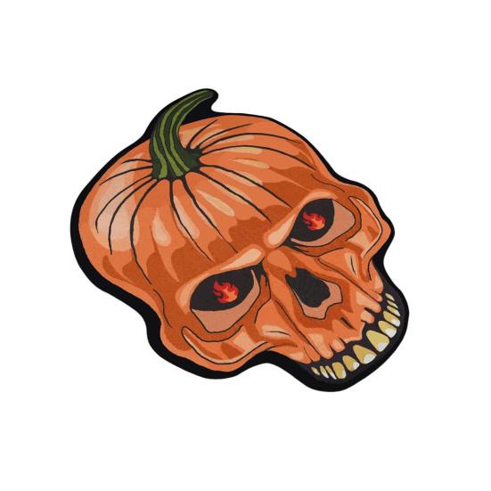 Halloween Welcome Doormat Half Circle Spider-Web Bat Skull Pumpkin Shape Floor Mat Non-Slip Entrance Mat for Front Door Porch Home Decoration