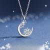Multiple Styles Moon Star Crystal Necklace Silver Plated Zircon Clavicle Chain for Women