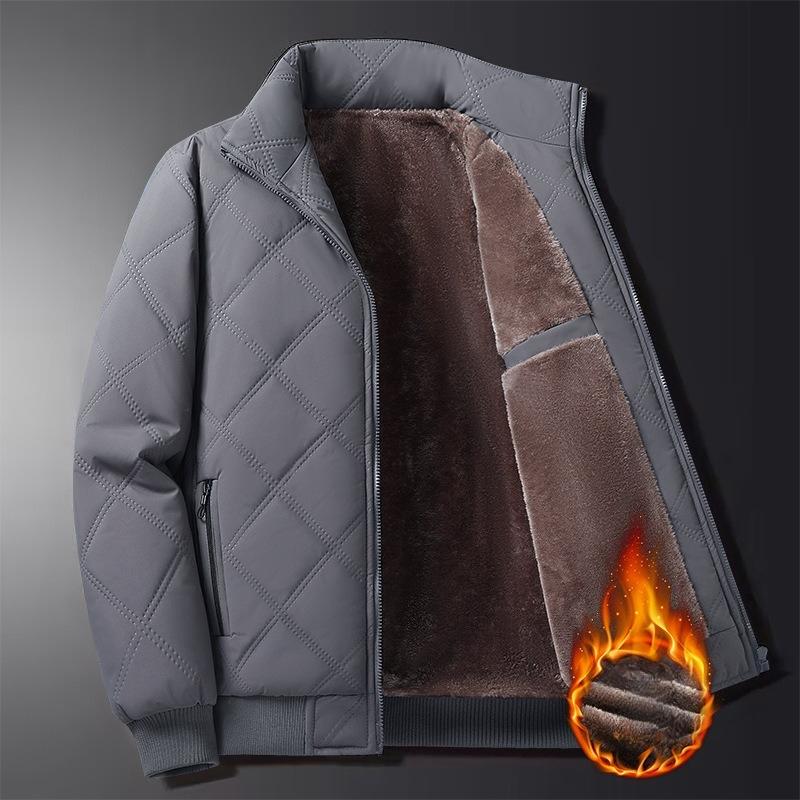 Men's Winter Lightweight Bomber Quilted Jackets Casual Windbreakers Thicken Full Zip Up Windproof Work Coats for Men Warm Fleece Lined Parka Jacket
