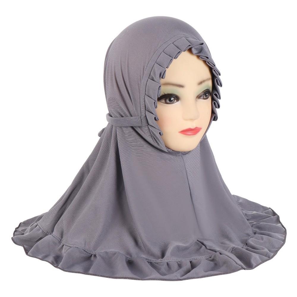

Solid Color Girls Muslim Hijab Breathable Floral Islamic Head Scarf 2-7 Years Old Kids