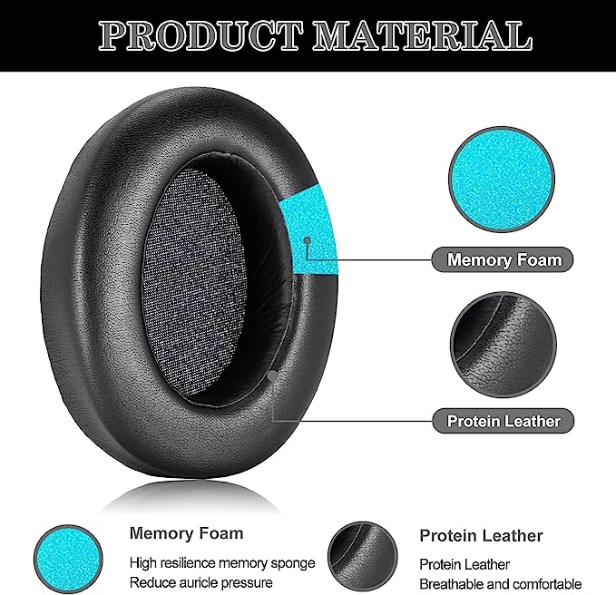 1 Pair Replacement Ear Pads for Sony WH-XB910N XB910N Headphones, Protein Leather, Memory Foam Pads with Mesh