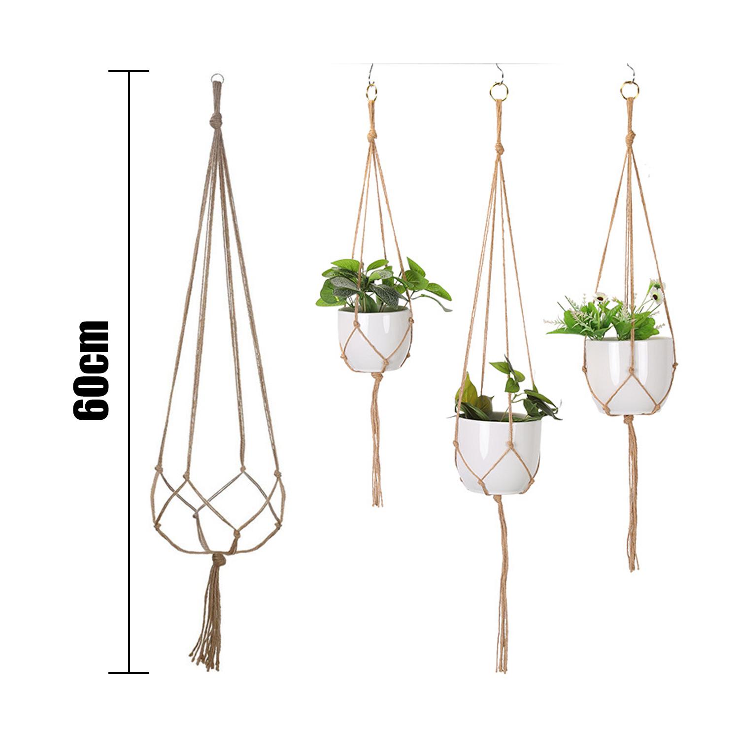 

Gardening Green Plant Hanging Basket Cotton Rope Flower Pot Net Bag Handmade Macrame Potted Knotted Hanging Pocket Home Decor