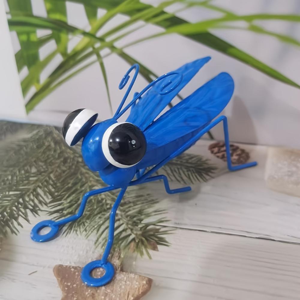 Decoração de jardim de gafanhoto de metal, escultura 3D arte de parede decoração de jardim decoração de cerca de pátio, gramado quarto sala de estar decoração de parede