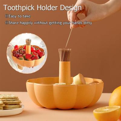 Porte-collations citrouille double couche anti-poussière fraîcheur conteneur de service rotatif à 360 degrés compartiments multiples