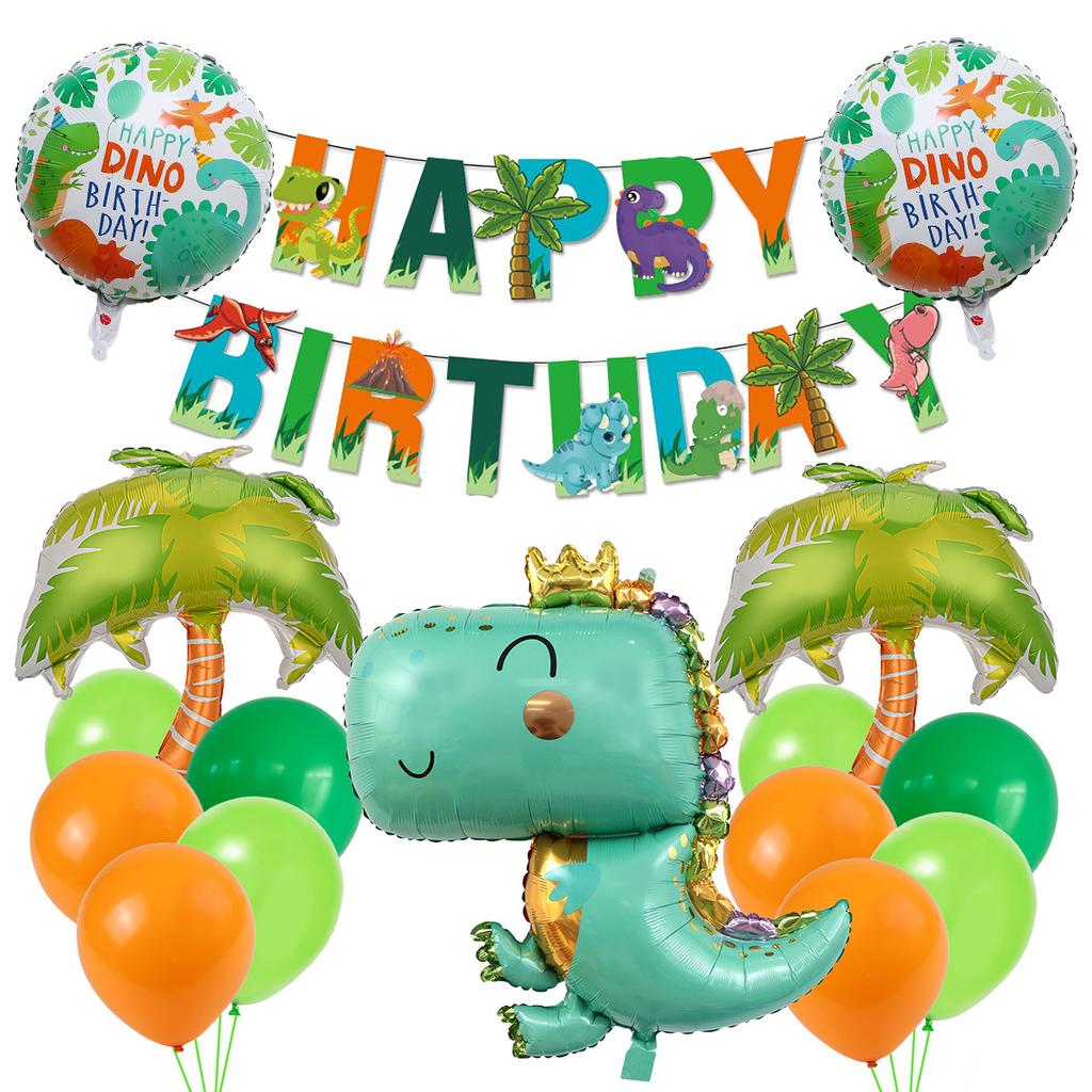 Dinosaur Theme Aluminum Film Balloon Set Birthday Hat Dinosaur Party Balloon Baby Birthday Decoration Balloon