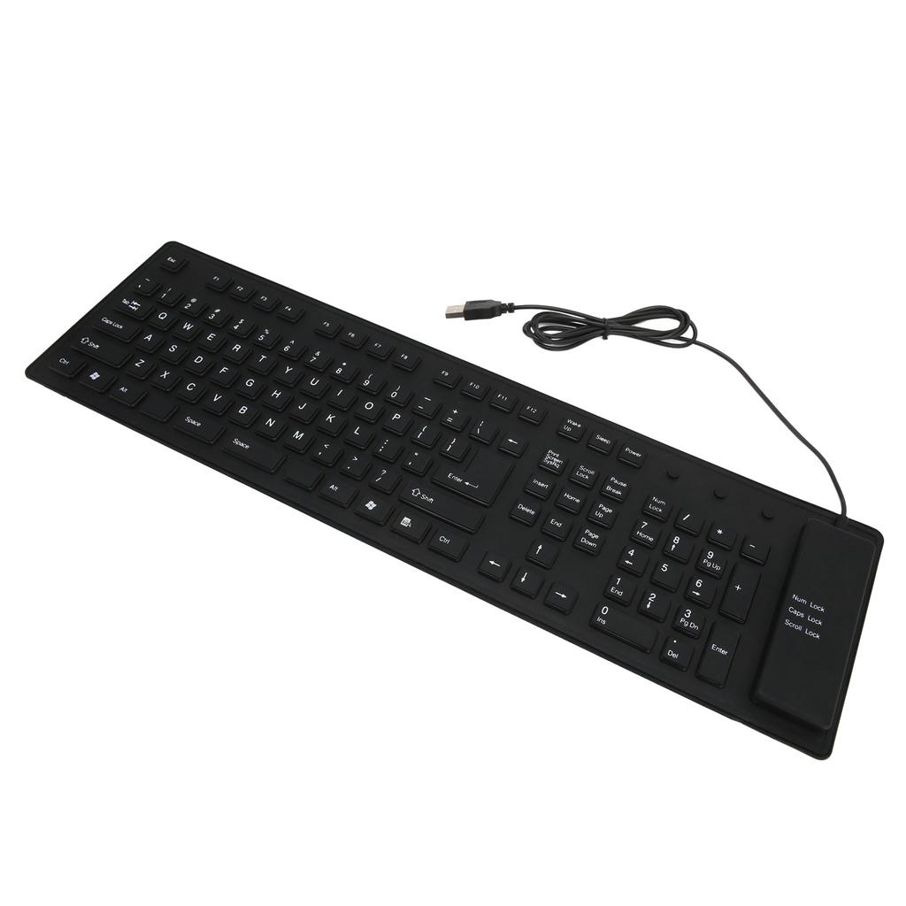 109 Keys Foldable Silicone Keyboard Quiet Waterproof Dustproof USB Wired Flexible Keyboard for Desktop Laptop Home