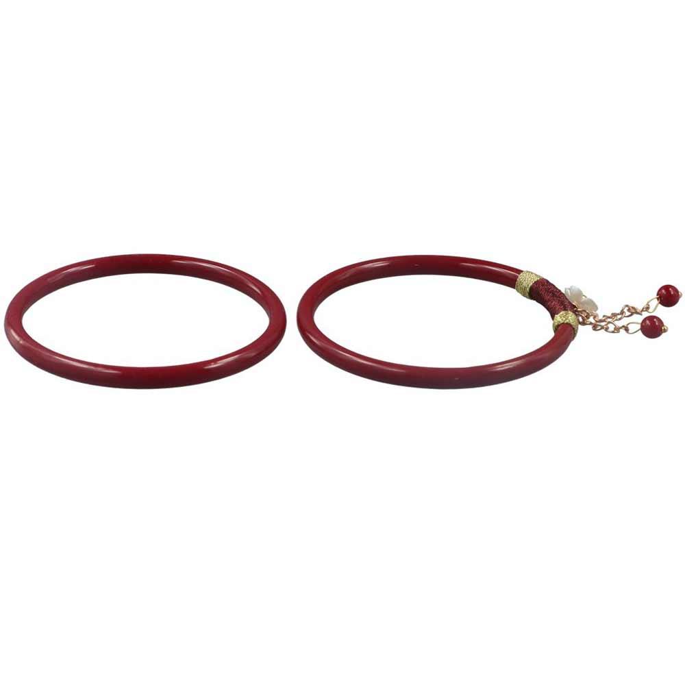 Flower Chinese Style Jewelry Women Bangles Stone Bracelet Antique Bracelet Vermilion Red Bangles