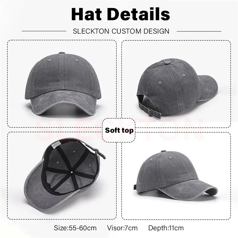 Casquette de baseball rétro SLECKTON avec logo brodé personnalisé pour hommes et femmes, design DIY, lettre, impression graphique personnalisée, vente en gros
