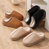 Unisex Suede Lace Warm Cotton Slippers with EVA Sole for Indoor/Outdoor Use