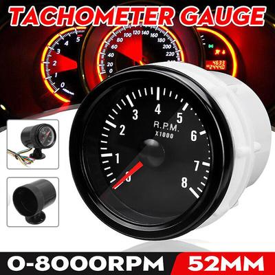 Contagiri per auto da 2" 52 mm con luce di cambio marcia a LED 0-8000 giri/min 12 V per 1-8 cilindri Contagiri per auto a benzina