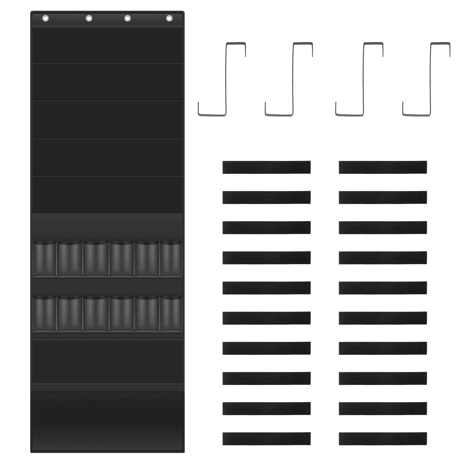 

Наддверный органайзер для игрушек 600D ткань Оксфорд Хранение игрушек Подвесной органайзер на дверь с карманами и прорезями для детских бластеров с поролоновыми стрелами чёрный