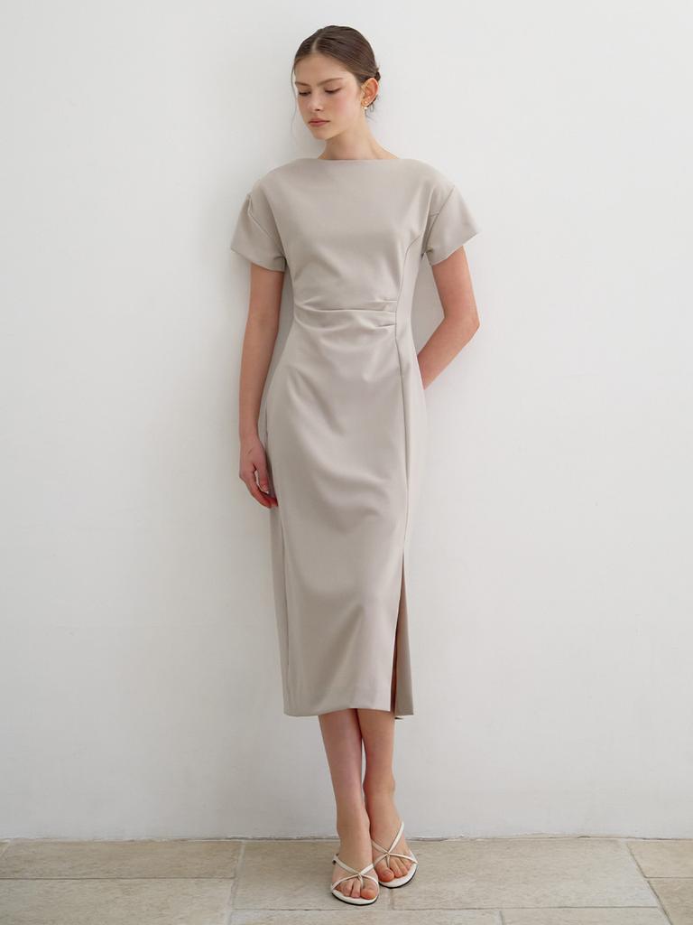 Mommet Etwa Pintuck Dress Sand Beige