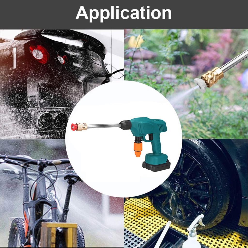 288VF 5000 mA 50Bar Cordless Car Washer Spray Water Gun High Pressure Car Wash Nozzle Cleaning Machine for 18V Battery ABS Plastic