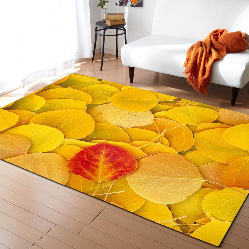 3D Leaves Dewdrop Living Room Carpet Leaf Printing Bedroom Area Rug  Home Decor Memory Foam Soft Flannel Kitchen Rug Floor Mat