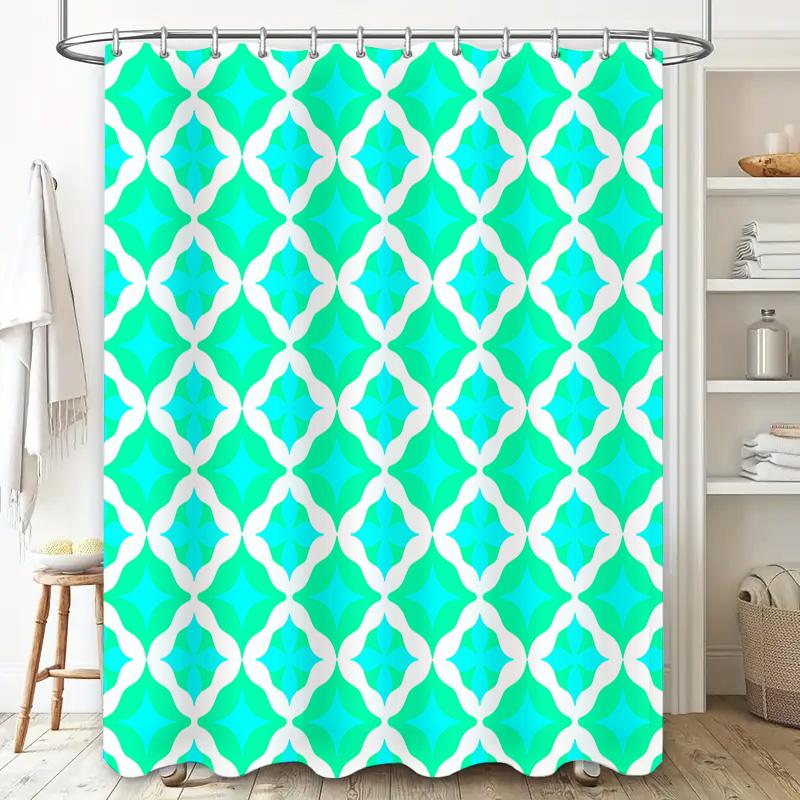 Modern Blue White Bath Curtains For Home Decor Bathroom Shower Curtain With Hook Rings Set In Multiple Colors Available