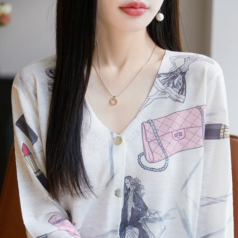 Leichte Strickjacke für Damen aus 50 % Wolle und 50 % Maulbeerseide – vielseitige Strickware für 4 Jahreszeiten für ganzjährigen Komfort und Stil