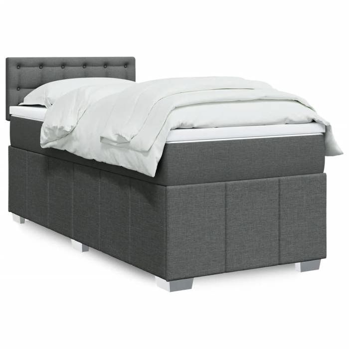 VidaXL Sommier à lattes de lit et matelas Gris foncé 90x190 cm Tissu 3289238