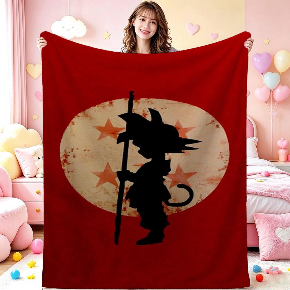 Goku'S Evolution Theme Anime Flannel Blanket Thick Warm Fleece Blanket For Bedroom Sofa Nap Home Party Decor New Year Gift