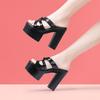 High Heels 14cm Thick Heel Women's Cool Slippers 2025 Summer Thick Sole Platform Height Increasing Fish Mouth Straight Drag