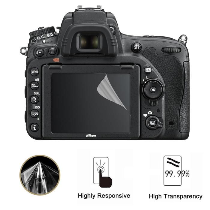 Protection écran pour Nikon D6-D500-D600-D610-D750-D800-D850 [Pack 2] Film Plastique Protecteur Résistant Ultra Mince Phonillico