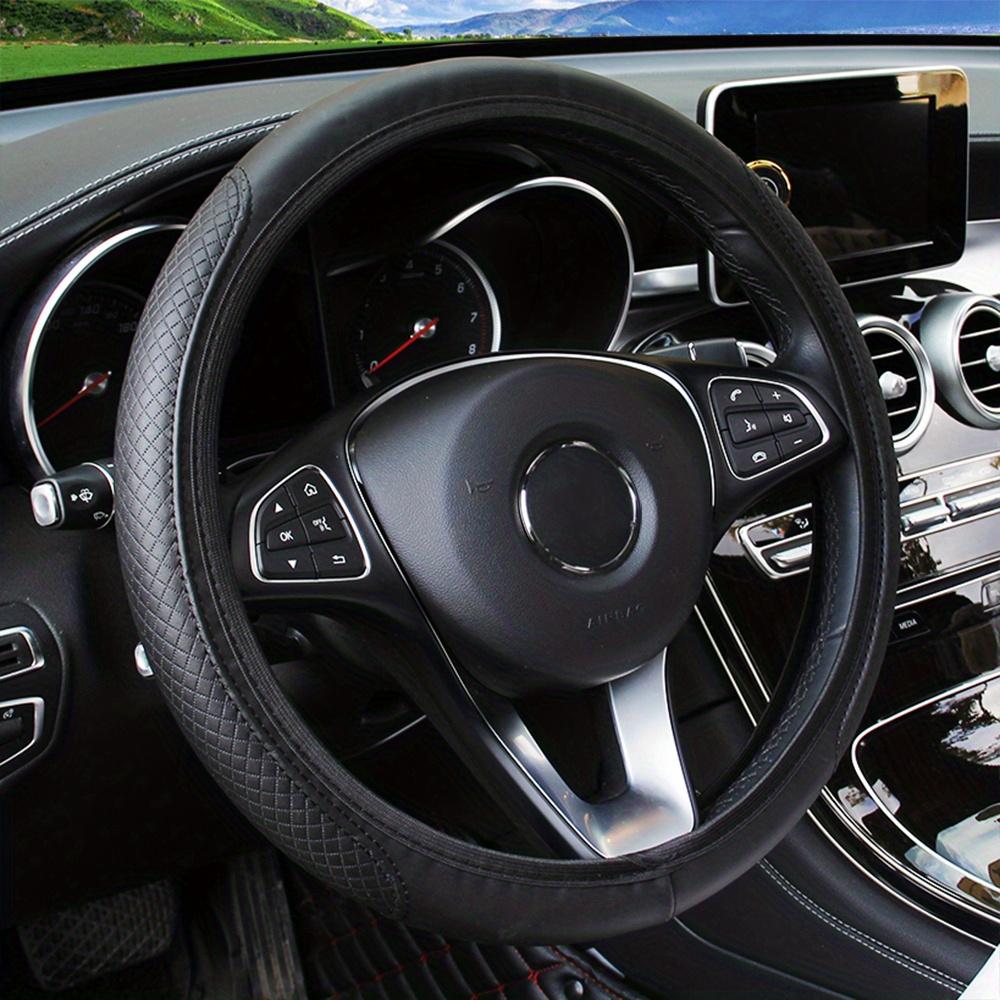 No Inner Ring Car Steering Wheel Cover PU Leather Embossed 3D Comfortable Soft Suitable For 37-38CM Outer Diameter Steering Wheel Car Accessories