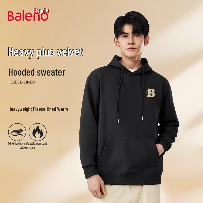 

Baleno Men s Heavyweight Fleece Lined Hooded Sweatshirt L