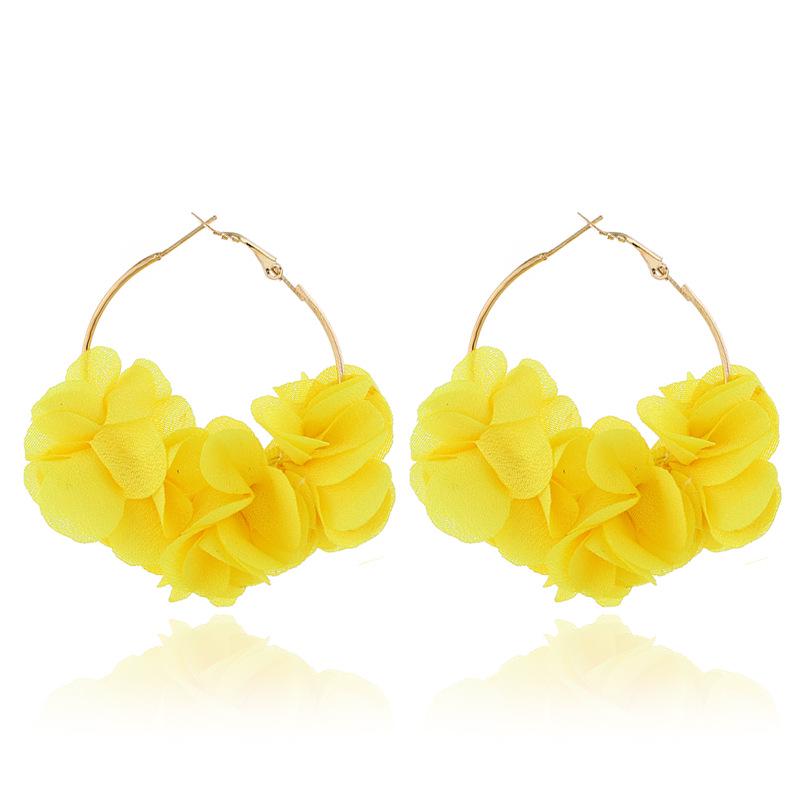 

Геометричні сережки-кільця з квітковим візерунком ручної роботи в корейському стилі зі сплаву для жінок Fabric