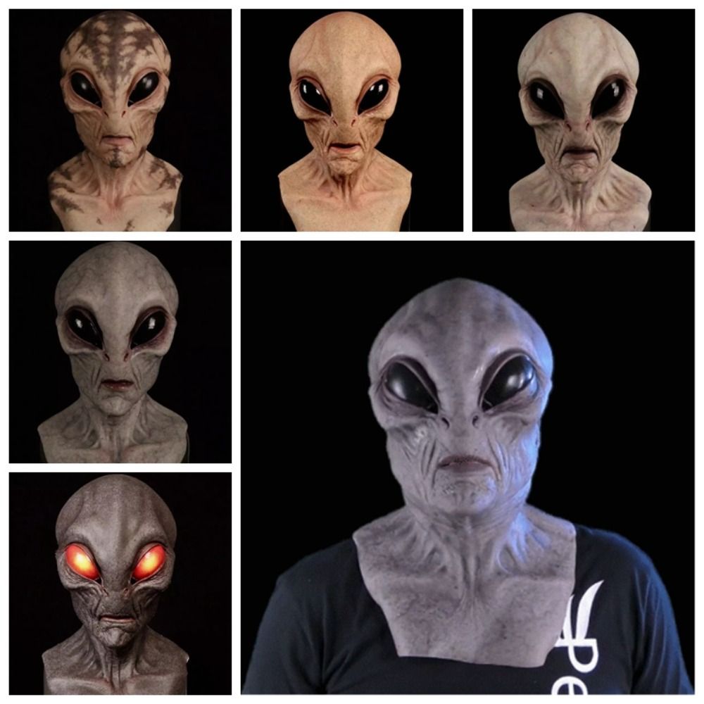 Latex Halloween Alien Mask Scary Face Cover Costume Props Horror Alien Mask Adults