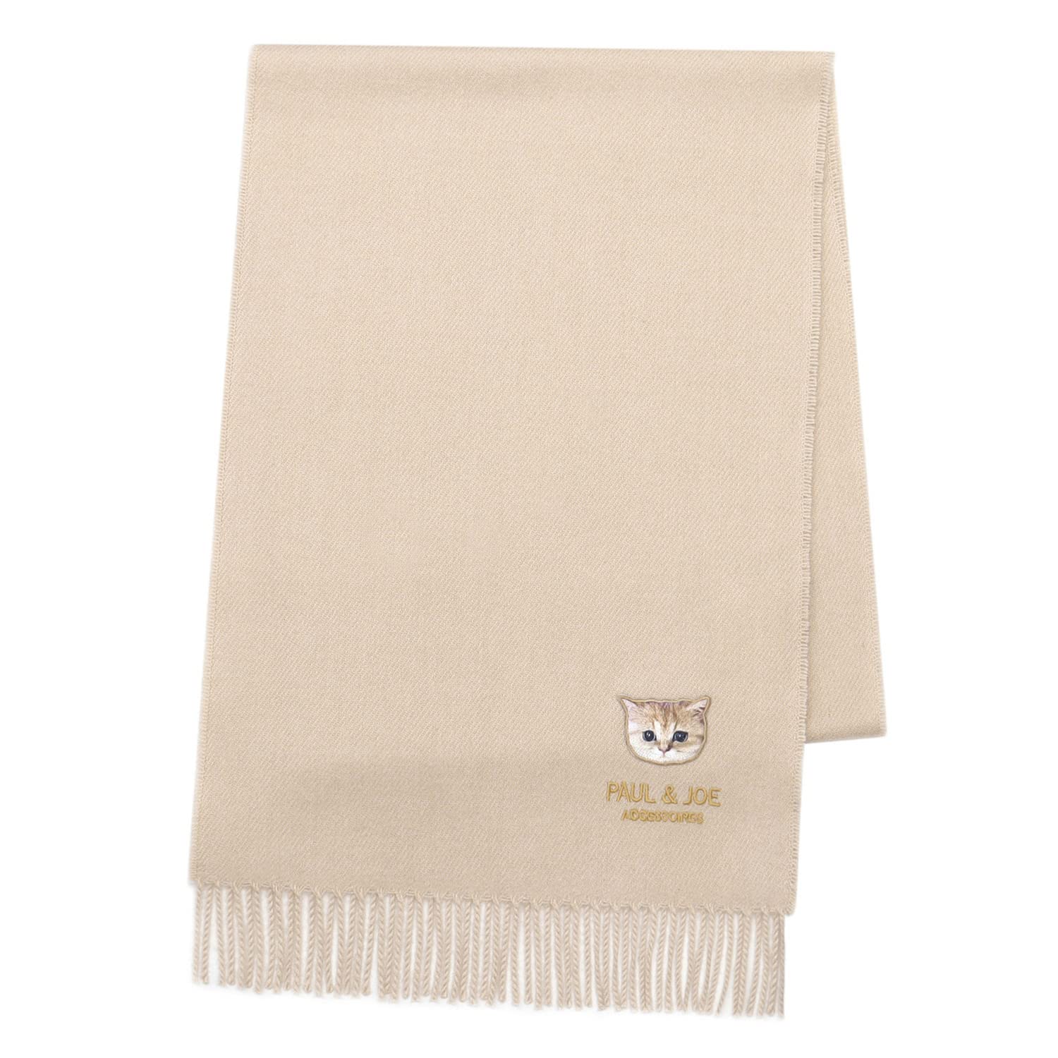 

Paul Joe Moonbat Cat Logo Embroidered Scarf with Branded Beige & (44584) Packaging, бежевый