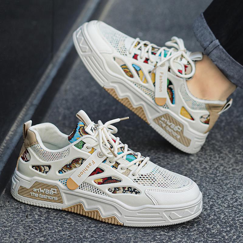 Men'S Shoes Mesh Design Men'S Board Shoes Tide Brand Sports And Leisure Small White Tide Shoes