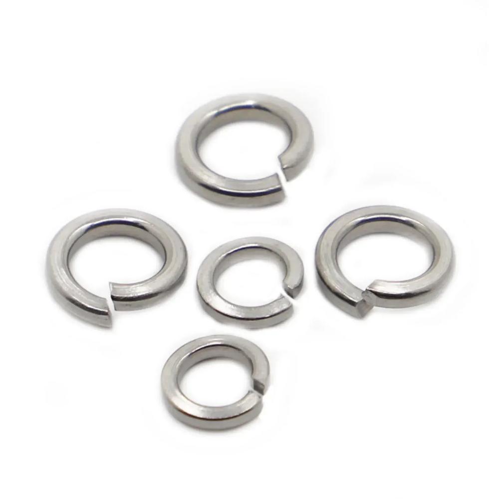 GB93 Standard 304 Stainless Steel Spring Split Lock Washers A2-70 Elastic Anti-Vibration Washer M1.6 M2 M2.5 M3 M4 M5 M6 M8 M10