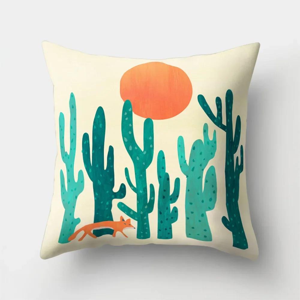 Fuchs Cartoon Muster Büro Kissenbezug Polyester Autokissen Heim Sofa Dekoration Salon