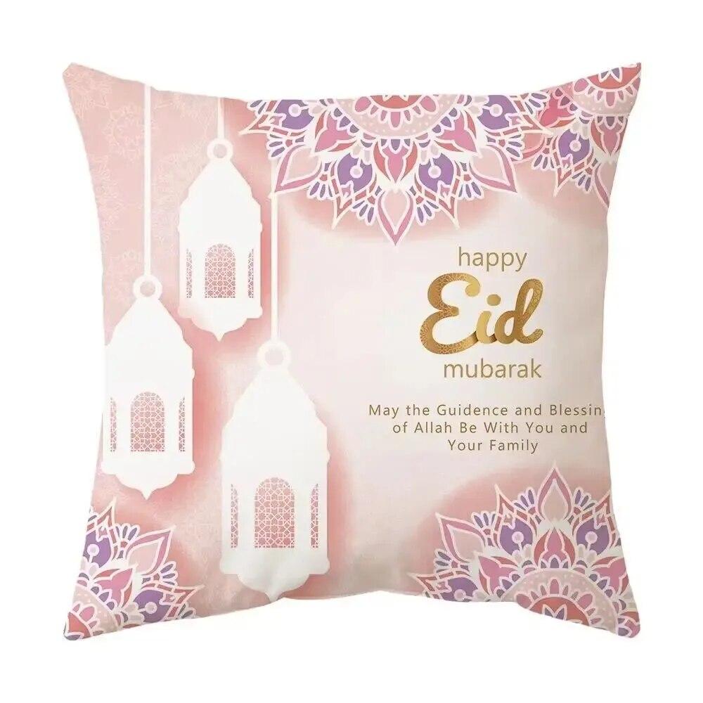 2024 Eid Mubarak Pillowcase Short Plush Comfortable Cushion Cover Islamic Ramadan Decorative Mosque Muslim Pillowcase Gift