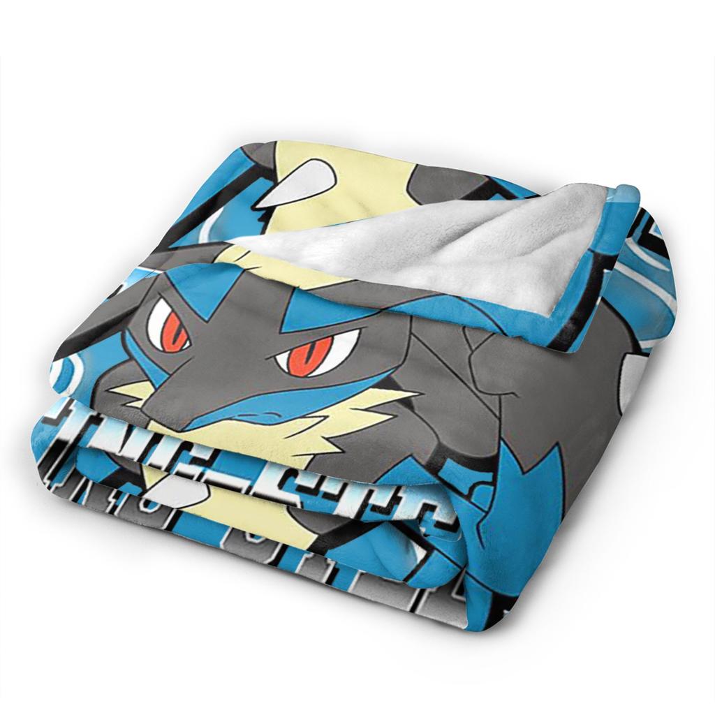 Pokemoned Lucario Type Fighting Steel Poster Blankets Fuzzy Vintage Soft Throw Blankets for Home Decoration,