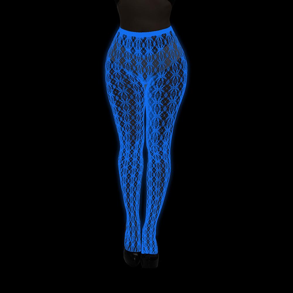 Night luminous leggings blue light pantyhose lace hollow luminous fishnet socks fluorescent sexy jacquard socks