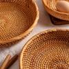 Vietnamese Handmade Rattan & Bamboo Basket for Fruit or Steamed Buns - Round, Simple Design for Household Use