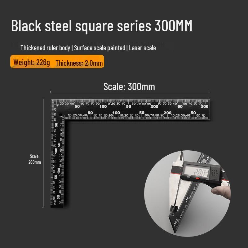 Thickened Stainless Steel L-Shaped Angle Ruler 90° for Woodworking - Available in 300mm, 500mm, and 600mm