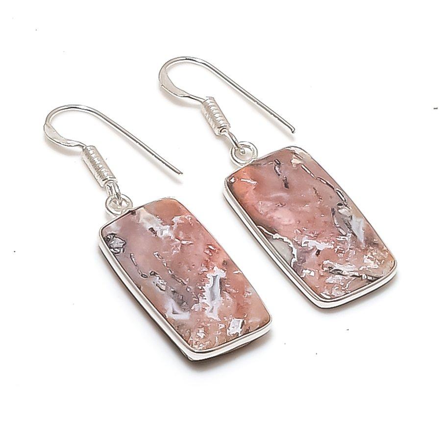 Natural Laguna Lace Agate 925 Sterling Silver Jewelry Earring 1.62  AE-12309