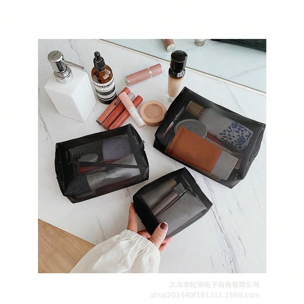 1 Piece Thick Mesh Large Capacity Makeup Bag, Personal Item Storage Small Pocket, Portable And Easy Makeup Storage Bag